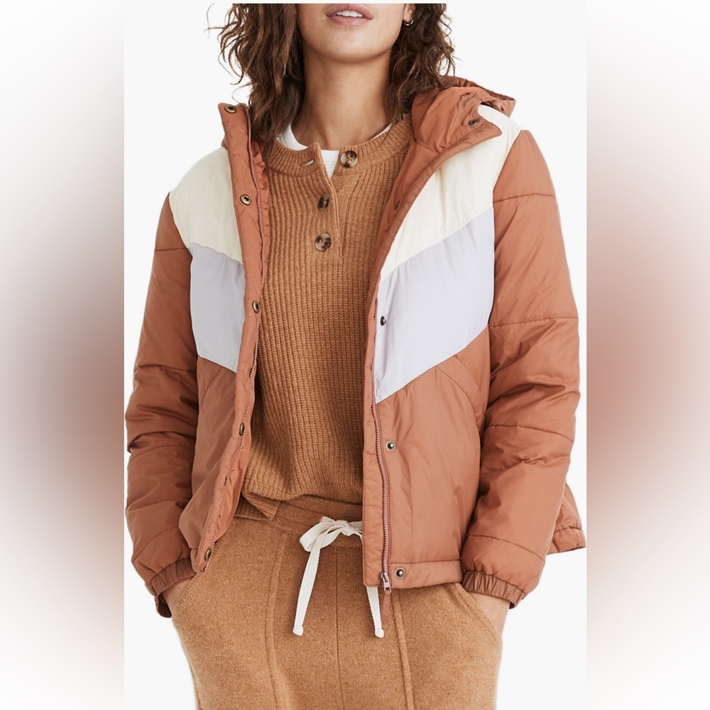 Madewell Chevron Colorblock Packable Puffer Jacket